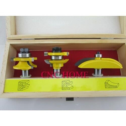 Quality 3pcs/set 1/2 inch Milling Cutter Wood Router Bits Set Carbide Cutters for Raised Panel Cabinet Door Wooden Case Package