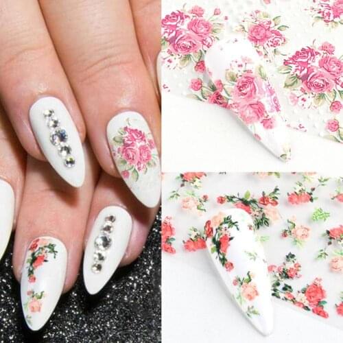 10Pcs Nail Sticker Floral Transfer Foil Decal Adhesive Decals Manicures Decoration Manicures Accessories