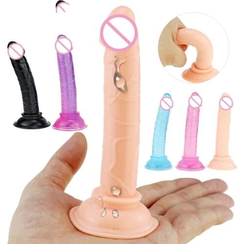 Small Female Adult Toy Realistic Dildo Butt Anal Plug Strap On Penis Suction Cup Silicone Clit G Spot Sex Toys For Women