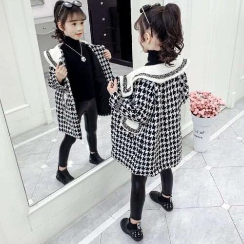 Girls Coat Jacket Plaid Pattern Outerwear Coat Girl Patchwork Childrens Coat Casual Style Childrens Clothing 6 8 10 12 Years