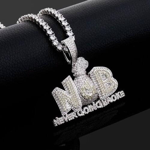Hip Hop Money Bag Pendant NEVER GOING BROKE" Iced Out Letters Necklace Micro Pave Cubic CZ Jewelry