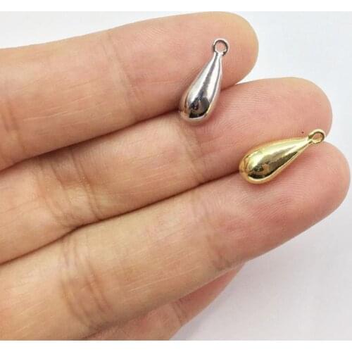 Eruifa 20pcs 12*6mm High Polish Tear Drop gold/Silver plated Zinc alloy Charms Pendant Jewelry DIY Necklace 2 colors