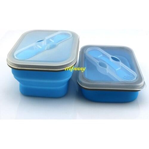 50pcs/lot Fast shipping Portable Silicone Lunch box Collapsible microwave bento Lunch Box folding food container