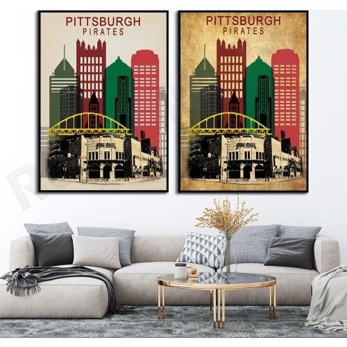 Pittsburgh Pirates Poster, Pittsburgh Pirates Print, Pittsburgh Skyline Poster, Pittsburgh Decoration