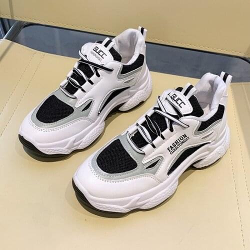 Casual Daddy Shoes Cute Womens Summer New 2021 Sports Sneakers Fashion Flat Female Black Moccasins Not Leather Woman