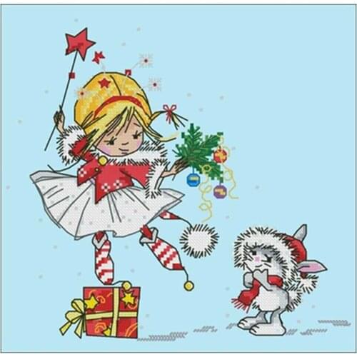Elf Christmas patterns Counted Cross Stitch 11CT 14CT DIY Chinese Cross Stitch Kits Embroidery Needlework Sets