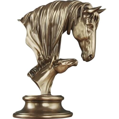 MOTHER AND CHILD HORSE HEAD STATUE BRONZE HORSE ART SCULPTURE ANIMAL FIGURINE RESIN CRAFTS HOME DECORATIONS OPENING GIFT R1393