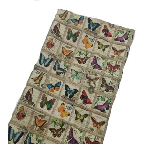 Graceful Colorful Butterfly Checked Printed Cotton Fabric 50x100cm Xmas Fabric Patchwork Cloth Dress Home Decoration