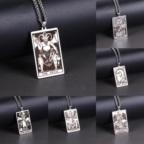 Wicca Tarot Card Waite Major Arcana Pagan Pendant Amulet Necklace Wiccan Jewelry