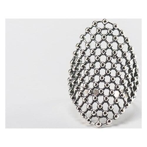 YPAY Vintage Exquisite Oval Hollow Mesh Ring for Men Real 925 Sterling Silver Women Rings Fine Engagement Jewelry Gifts YMR376