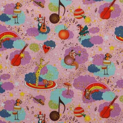 1 yard Polyester/PVC coated Waterproof Fabric for bag,- Cartoon - Animal on pink background (width=140cm) (W503B)