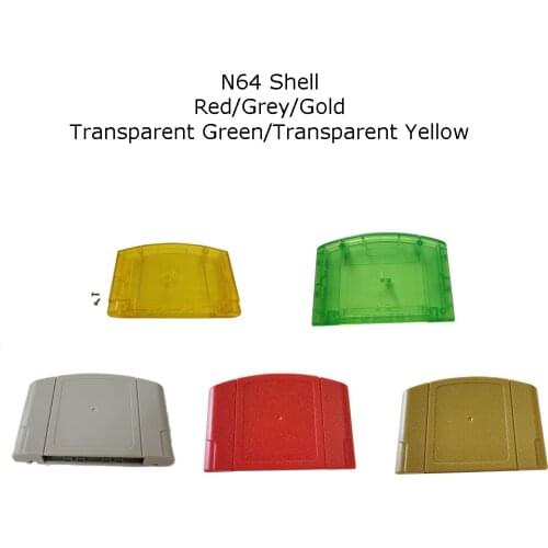 10pcs/set N64 Housing Case Cartridge Card Shell Cover with screws,Red/Grey/Transparent Green/Transparent Yellow/Gold
