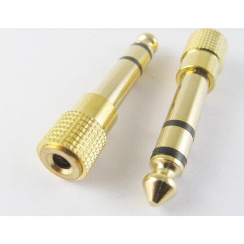 10pcs Gold 6.35mm 1/4" Male Stereo to 3.5mm 1/8" Female Audio Adapter Converter New