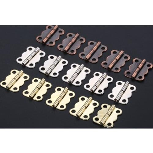 100pcs Butterfly Hinges w/screws Silver/Red Copper/Gold 16*12mm Decor Cabinet Wood Jewelry Box Wine Case Vintage Hardware Retro