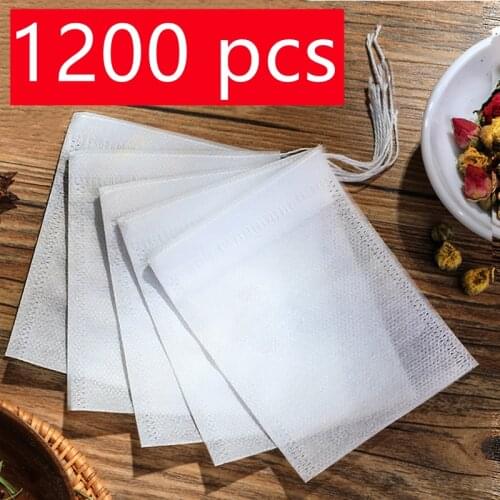 1200pcs Teabags Food Grade Non-Woven Fabric Kitchen Cuisine Drawstring Pouch Bag Filter Paper For Herb Loose Tea Coffee Pouches