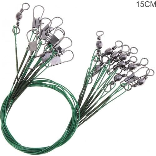 20pcs 15cm Stainless Steel Anti-bite Fishing Lure Trace Wire Lead Line Rope with B-type Pin Swivel and 8-letter Ring for Ocean