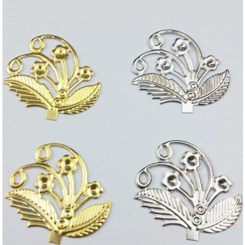 20pcs 28x30mm Filigree flower Wraps Metal Charms For Embellishment Scrapbook DIY Jewelry Metal Craft Wraps