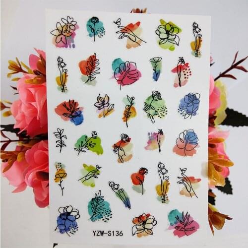 3D Stickers on the Fingernails Beautiful Line Rose Flowers Nail Sticker Leaf Sliders For Nails Manicure Decoraciones Accesoires