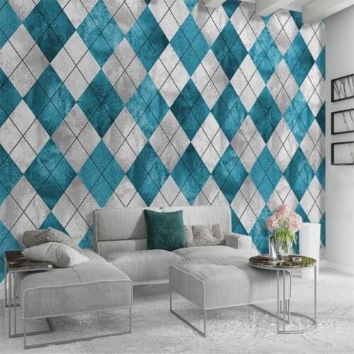 Milofi custom 3D wallpaper mural Nordic art geometric lines blue background wall living room bedroom decoration painting wallpap