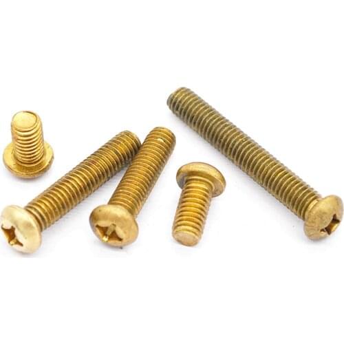 50Pcs M3 Thread Length 4/5/6/8/10/12/16/20mm Pitch 0.5 Phillips Pan Head Brass Cross Recessed Machine Screws