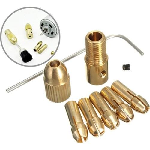 7Pcs Golden Electric Motor Shaft Clamp Chuck Drill Micro Collets Twist Electronic Screw Nut Replacement 2.35mm Hardware Tools
