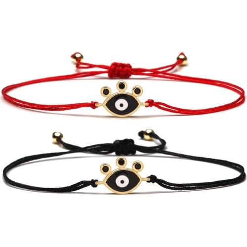 AAA Cubic Zirconia Stones Copper Evil Eye Charm Bracelet Pretty Nice Eyelash Brass CZ Good Luck Protection Red String Jewelry