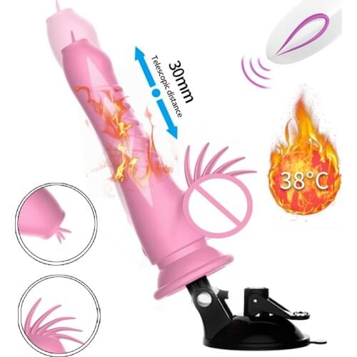 Automatic Telescopic Dildo Vibrator For Women Masturbator Adult Sex Toys Hand-Free Vibrating Penis With Suction Cup Sex Machine