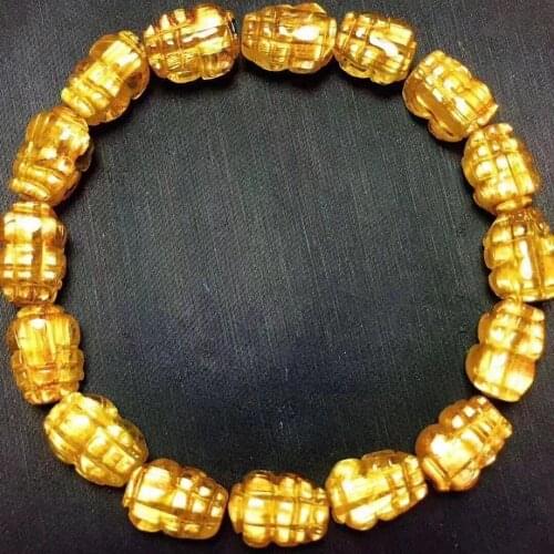 Brazil Natural Gold Rutilated Quartz Bracelet 12.3x8.8mm Clear Pi Xiu Beads Women Men Big Size Bead Wealthy Stone AAAAAAA