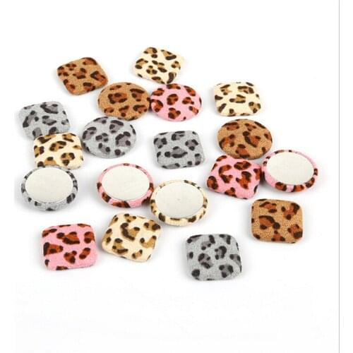 10pcs/lot Round / Square Charms Leopard Shape Flat Button Beads For DIY Earrings Garment Brooch Hair Jewelry Making Accessories