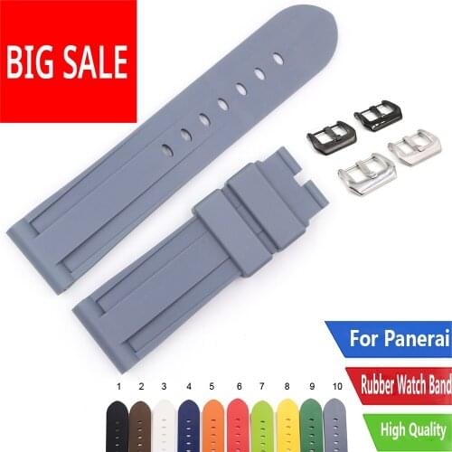 CARLYWET 22 24mm Orange White Waterproof Silicone Rubber Replacement Watch Band Loops Strap For Panerai Luminor