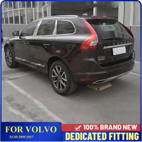 For Volvo XC60 XC 60 2009 to 2017 Stainless Steel Window Trims B+C Center Pillar Window Sill Cover Stickers Car Styling