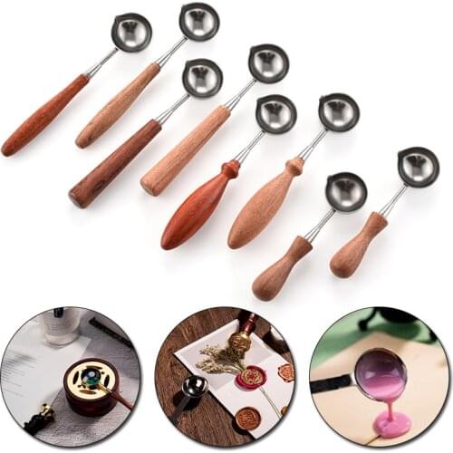 Sealing Wax Spoon Wood Handle Heat-resistant Wax Granule Burning Melting Stove Pot Retro Spoon Invitations Stamps Craft Tool