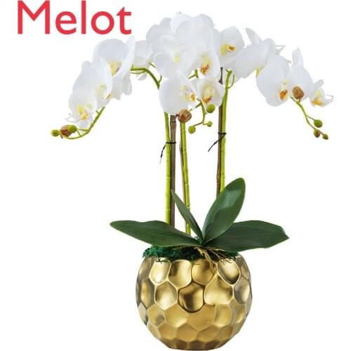 Artificial Flower Phalaenopsis Set Bonsai Decoration Potted Decoration Fake Bouquet Silk Flower Feel Phalaenopsis