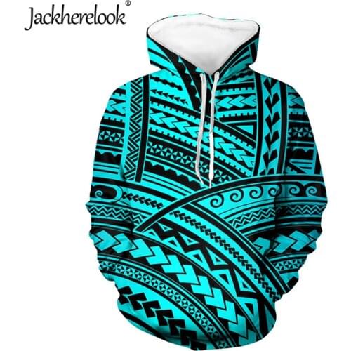 Jackherelook Women Hoodie Sweatshirts Winter Polynesian Traditional Tribal Oversize Ladies Pullovers Warm Pocket Hooded Jacket