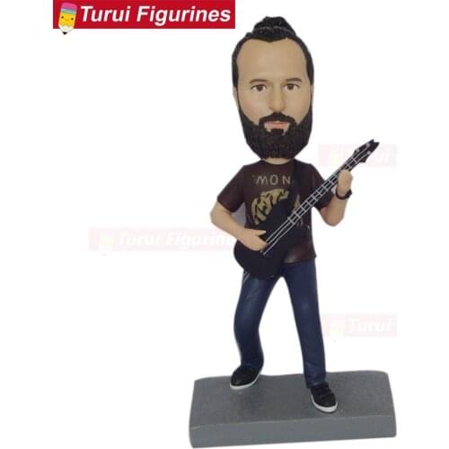 Custom Suit Bobbleheads from Photo Custom Bobble Head figurines dolls clay figures sculpture man play bass player figurines