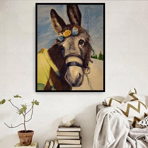 Floral Cute Donkey Full Drill Square Diamond Painting Donkey Flower vintage style animal 5D Resin Mosaic Embroidery Cross Stitch