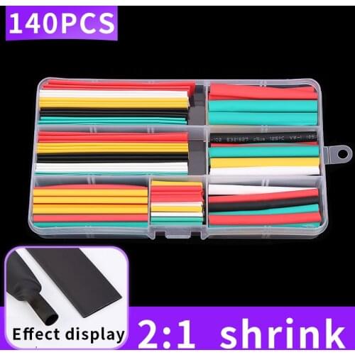 140pcs Thermoresistant tube Heat Shrink wrapping kit, termoretractil Shrinking Tubing Assorted Wire Cable Insulation Sleeving