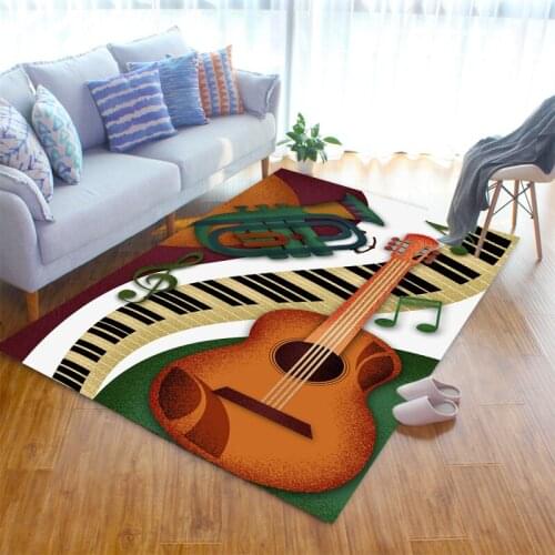 3D Music and Guitar Patterns Carpet Home Bedroom Bedside Decor Children Mat on The Floor Kids Room Hallway Soft Fluffy Rug