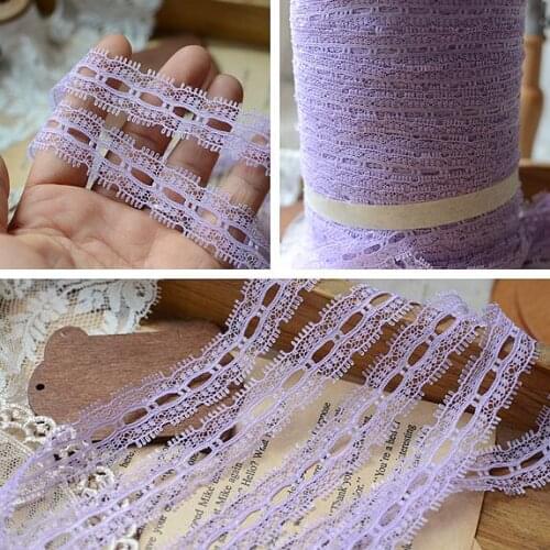 10 Meters 18mm Width Bilateral Handicraft Embroidered Net Lace Trim Purple Lace Ribbon DIY Packing Gift Sewing Skirt Accessories