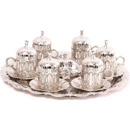 Paçi Ottoman 6'lı Silver Metal Coffee Cup Pad Set