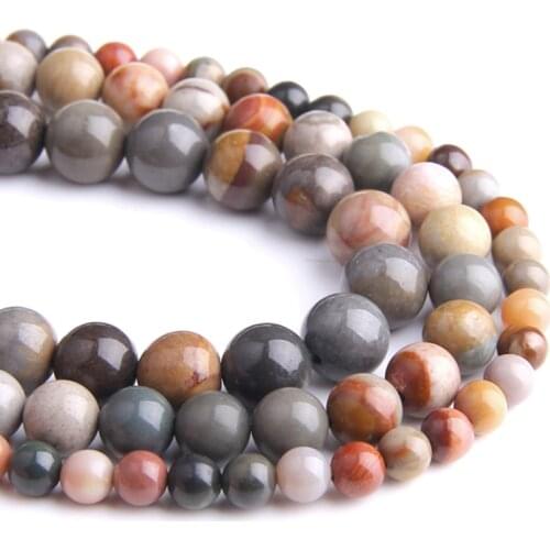 Natural Jewelry American picture stone loose beads smooth 4/6/8/10/12mm DIY woman bracelet necklace ear stud accessories beads