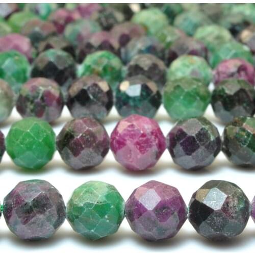 Natural Ruby Zoisite Faceted Round Loose Beads Wholesale Gemstone Semi Precious Stone Bracelet Necklace Diy Jewelry Making 15"