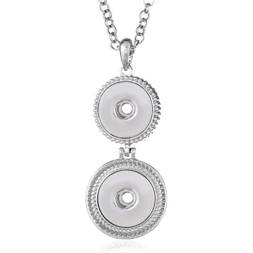 New fashion 2 buttons simple style snap pendant necklace 60cm fit DIY 18MM snap buttons jewelry XL0163 wholesale