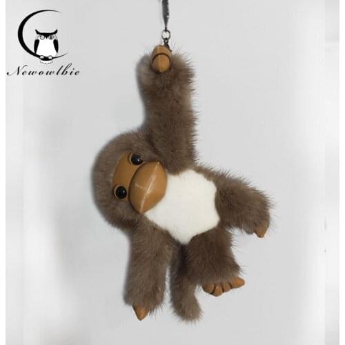 2021 Hot new style long-armed monkey real mink fur monkey childrens toy car key ring bag pendant fur accessories