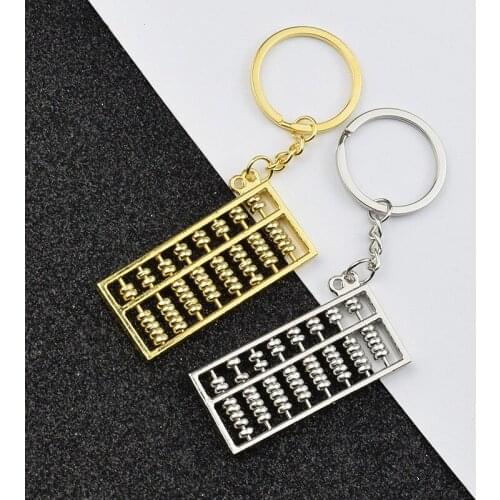 New Design Unique Creative Metal Keychain Chinese Accounting Tool 6 Rows Abacus Key Chain Ancient Classic Style Key Chain Ring