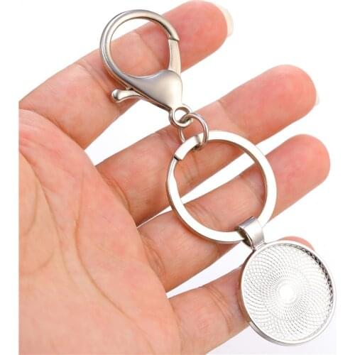 5pcs/lot Cabochon Base 25mm ZInc Alloy Key Keychain Pendant Tray Fit 25mm Cameo Glass Setting For Jewelry DIY Making Findings