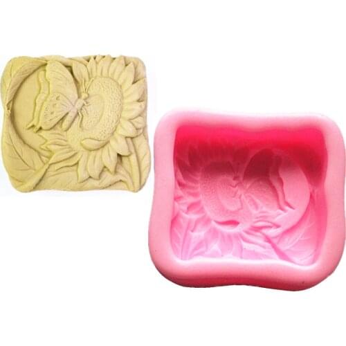Bee Butterfly on Sunflower 3D Silicone Soap Mold Craft Art Mold Soap DIY Mould Handmade soap mold Soap diy Tool Mould