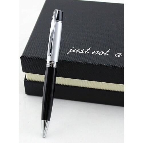 Luxury quality Luxury metal Pen Black and silver Student school office stationery Medium nib Ballpoint Pen New