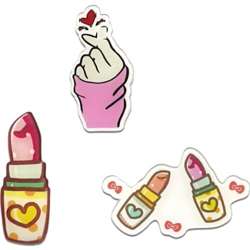 RSHCZY Fashion Acrylic Brooch Cartoon Love Lipstick Lapel Pin For Backpacks Coat Shirt Jewelry Badges Sacrf Buckle