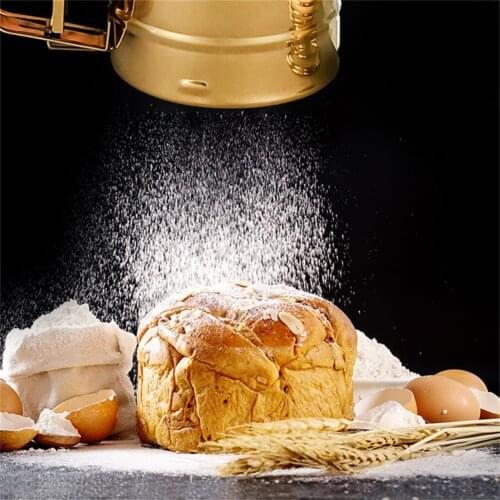 Handheld Flour Sieve Cup Convenient Stainless Steel Golden Color Flour Sifter for Baking Tools